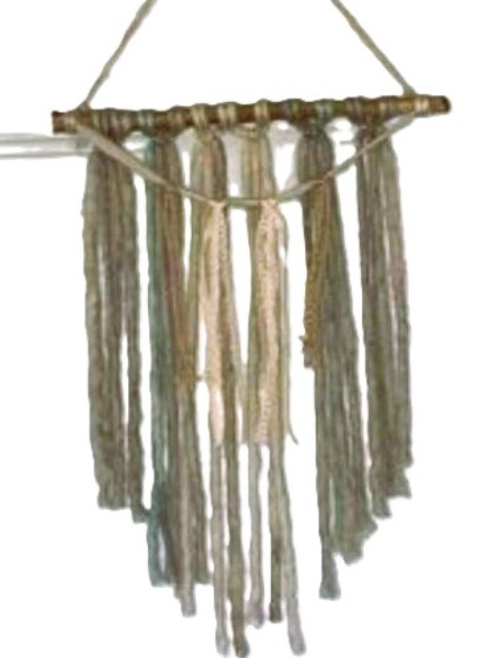 BOHEMIAN Boho Wall Art Natural WOOL Ribbon Twine Wall Hanging 14 x 27 inches